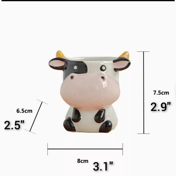 5⭐ rated 🧡 COW Small Ceramic Planter - Picture 2 of 4